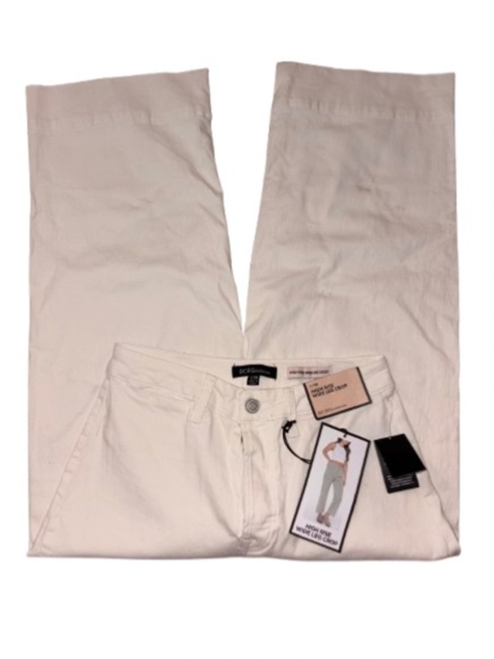 BCBGeneration High Rise Wide Leg Crop Jeans in Off-White size 7/28 NWT